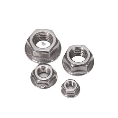 China Zinc recubierto de acero inoxidable 304 Hexagon Flange Nut M3 M4 M5 M6 M8 M10 M12 M16 M20 Pinking Slip Locking Lock Nuts en y estándar DIN en venta