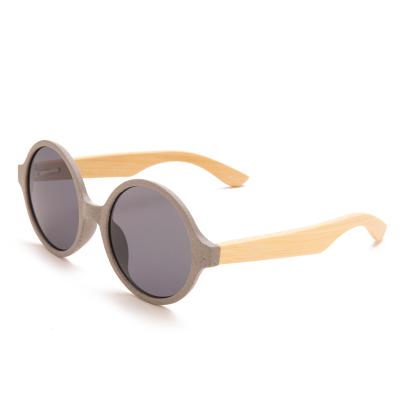 China Fashion Sunglasses Round Frame Recycled Sunglasses Tea Fiber Biodegradable Sunglasses With Polarized Lens for sale