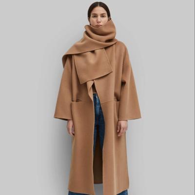 China 2022 New Anti-wrinkle ladies long sleeve woolen coat solid color long sleeve wool coat latest custom woolen coat for sale