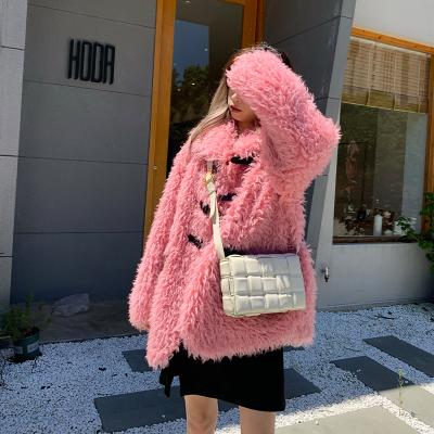 China High Quality Turn-Down Collar Full Skin Women Anti-Wrinkle Lamb Fur Coat Ladies Single Breasted Lamb Fur Jacket for sale