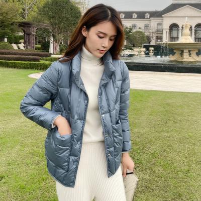 China high quality Anti-wrinkle HUIMEI custom down jackets Duck Down Puffer Jacket Blue comfortable warm grown down jacket for sale