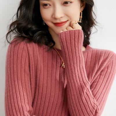 China Casual Anti-wrinkle Pit Strip O Neck Sweater Tops Fall Inside Pure Wool Women Sweater for sale