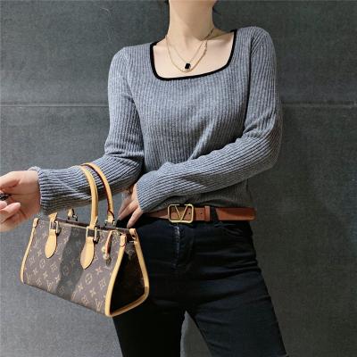 China Anti-Wrinkle Women's Pullover Long Sleeve Ribbed Wide Leg Pullover Knitted Sweater for sale