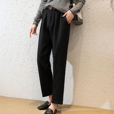 China HUIMEI Autumn Fashion Cozy Straight Leg Anti-wrinkle Loose Lady Slim Suit Pants Office Work Black Women's Anti-wrinkle Trousers for sale