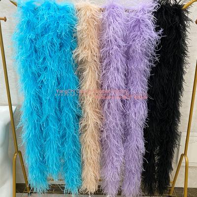 China Decorative Ostrich Feather Stole Green Ostrich Feather Boas 20 Ply 2 Meters Fluffy Boas Ostrich Feathers For Performance Wedding Party Dress for sale