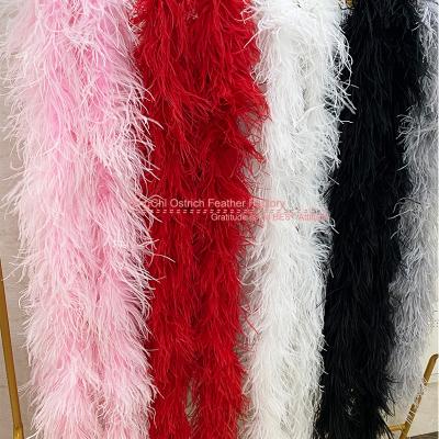 China Ostrich Feather Manufacturers Supply Ostrich Feather Boa 30 Ply Multicolor Optional Red Ostrich Feather Boas 2 Meters Thickening for sale