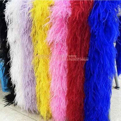 China Luxury Thick Ostrich Feather Feather Boas Dyed Ostrich Feather Boas 15 Ply 2 Yards Wedding Dress | Suit | Carnival Fashion Boas for sale