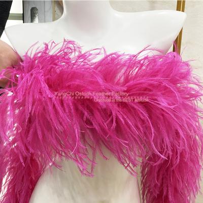 China Ostrich feather color factory price fashionable purple 3 ply 2 meter ostrich feather boas celebrate ostrich feather boa for sale