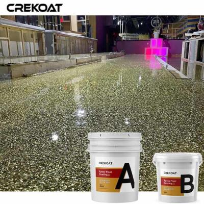 China Shiny Flakes Metallic Epoxy Floor Coating Color Concrete Floors Te koop