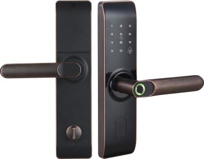 China High Quality Hot Selling Pure Copper Indoor Tuya WiFi APP TTT Lock Fingerprint Smart Zinc Alloy Door Lock For Estate Home for sale