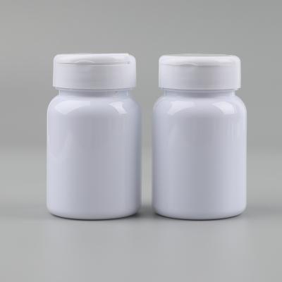 China Medicine Healthcare 80cc White PET Pill Capsule Bottle Healthcare Plastic Bottle With Flip Cap for sale