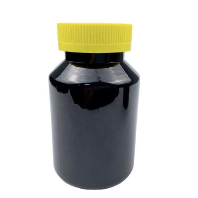 China Frost 400ml pet food grade pill bottle plastic bottle screw cap health care pill black sloping shoulder for sale