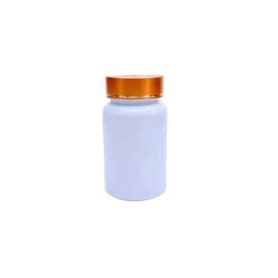 China Plastic Food Grade White 120ML 150ML 200ML 100ml Bait Toy Candy Pet Pill Container Bottle Gold Cap With One Line for sale