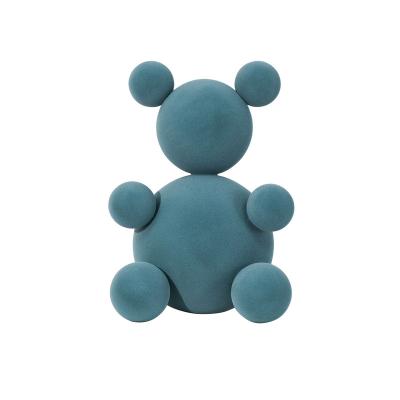 China Modern Nordic Eclectic Creative Blue Flocking Cute Bear Decoration Room Office Home Office Model Bear Decoration for sale