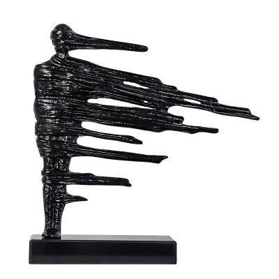 China Traditional modern simple black metal portrait decoration hollow abstract sculpture hotel, shopping mall, office interior decoration for sale