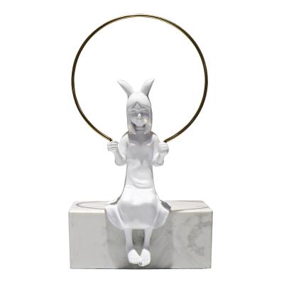 China Other decoration little girl swing ornaments resin and marble decoration hotel ornament home decoration for sale