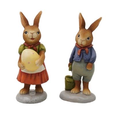 China World's Best Selling &Color Egg Baskets Easter Bunny Figurine Resin Rabbit 2 Easter Asst Decorations and Gifts for sale