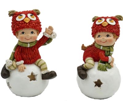 China Adorable LED Christmas Light Kids Polyresin Christmas Gift Christmas Decoration Supplies LED Light On Snow Balls Figures 750 Places for sale