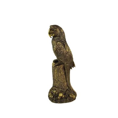 China Parrot Home Decor Resin Carft 93HY182347 World Small Carving Golden Animal Ornament for sale