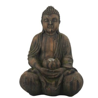 China Traditional Garden Decoration MgO Meditating Buddha Statue with Solar Light, Zen Solar Garden Buddha for sale