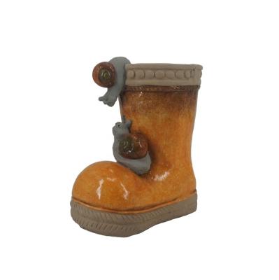 China European garden decoration simple cartoon style shoe with snails ceramic flower pot for garden use for sale