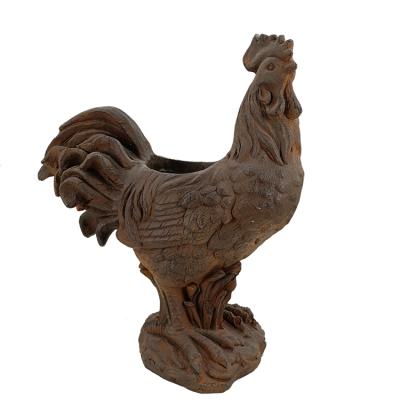 China Delux Resin Fiberglass Planter Magnesium Oxide Rooster Figurine Pastoral Pot For Home&Garden MgO Vase for sale