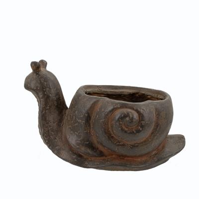 China Pastoral Succulent Pots Mini Snail Flower Planter Pot Black for sale