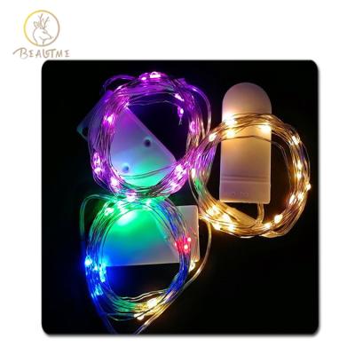 China Waterproof Holiday Party Garden Christmas Tree Decoration RGB 2m 20leds IP65 Copper Wire Fairy Lights String CR2032 LED Battery Cable String Party Light Decoration for sale