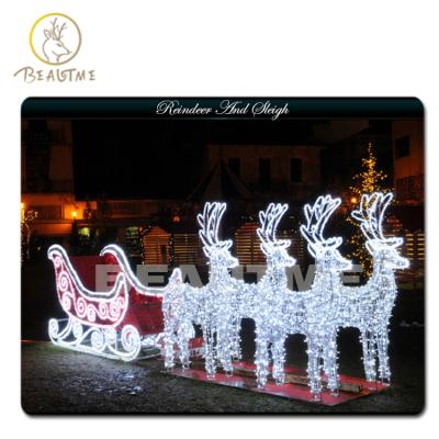 China Commercial Use 220V 110V Factory Direct Sales Large Reindeer Sleigh Pattern Light Led Christmas Pattern Lights String Light For Festival Decoration for sale