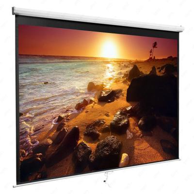 China 100 Inch 16:9 Manual Self Pull Down Office Furniture Locking Projection Screen for sale