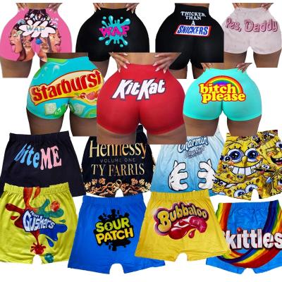 China wholesale Cheapest Summer Anti-wrinkle printed waist snack shorts hot candy more women sets sneers snack shorts for sale