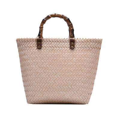 China REAL FORT Vintage New Design Summer Bamboo Rattan Straw Satchel Handmade Weaving Handbag Beach Bags for sale