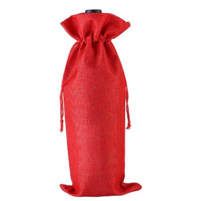 China Beverage Burlap Wine Bags with Drawstrings Jute/Burlap Fabric for a Gift Wedding Birthday Housewarming Party for sale