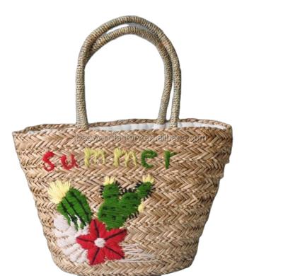 China 100% Eco-friendly Paper Rope Woven Straw Beach Rippling Sack Sea Grass Tote Bag for sale