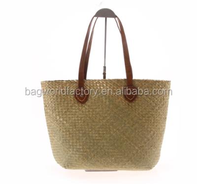 China 100% eco-friendly seegrass handbag tote bag lady beach bag wicker natural straw bag for sale