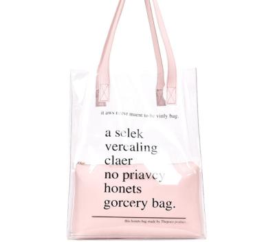 China New Fashion NATIONAL PVC Waterproof Plastic Shopping Bag Tote Beach Bag Clear for sale