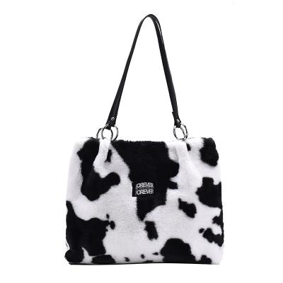 China High Quality/Comfortable Animal Printing Faux Fur Shopping Bag Cow Print Shoulder Bag for sale