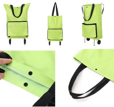 China High Quality Solid Color Canvas Cloth Folding Portable Shopping Trolley Bag Cheap Shopping Bag for sale