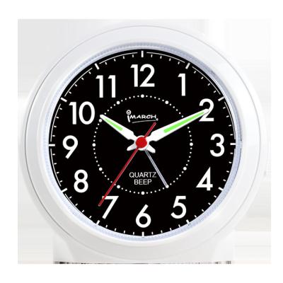 China Newer Style Antique Plastic Round Silence Quartz Analog Tabletop Alarm Clock for sale