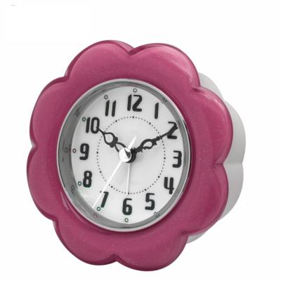 China Antique Style Custom Sound Desktop Musical Alarm Clock with Nap and Led Night Light Function Flower Shape Table Musical Clock for sale