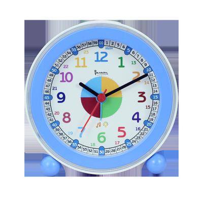 China Style Antique Plastic Quartz Battery Operated Musical Nap Led Rainbow Light Melody Kids Musical Alarm Clock For Kids Student for sale