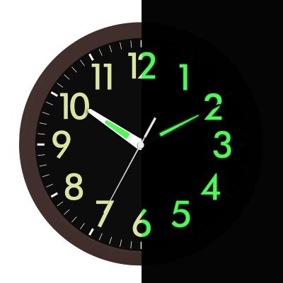 China ML10001 8hours antique glass lens lastingclock style quartz wall clock non-ticking home decorate glow in the dark luminous wall clock for sale