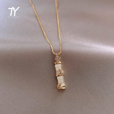 China 2022 new ladies TRENDY simple bamboo shaped Korean women's clavicle chain gift fashion jewelry exquisite short necklace pendant for sale