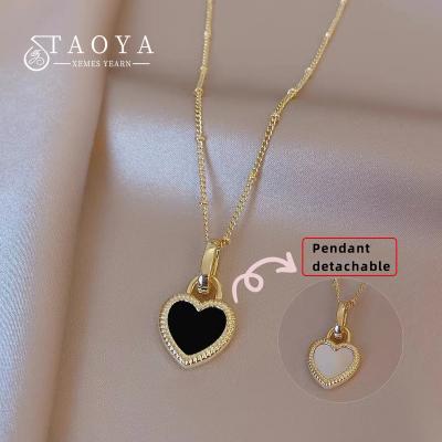 China 2022 Stainless Steel Shell Heart Pendant Necklace Fashion Trendy European and American Luxury Bilateral Jewelry For Woman Sexy Neckchain for sale