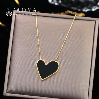 China FASHIONABLE sexy accessories of European and American sexy black heart stainless steel peach pendant necklace girl for woman's gift for sale