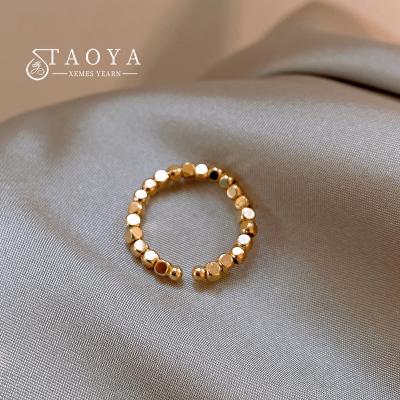 China 2022 New Polygon Small Particles Gold String Exquisite Exquisite Jewelry Accessories Simple Color Open Rings for Korean Trendy Women for sale