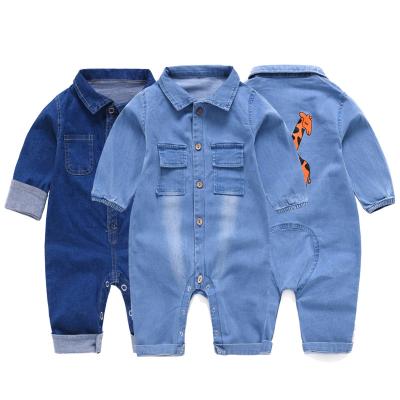 China Bulk Buy Long Sleeeves Infant Clothes Baby Long Sleeve Cute Denim Top White Romper quanlity for sale