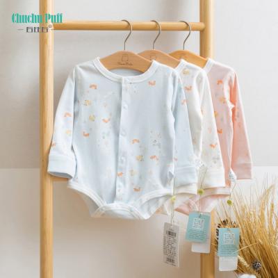 China 100% Cotton 100% Cotton Long Sleeve Squirrel Printed Newborn Baby Romper With Snaps zu verkaufen