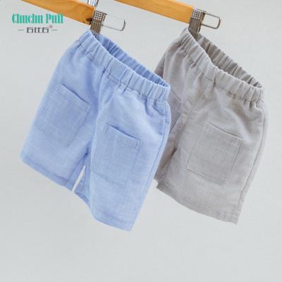 China Anti-wrinkle high quality 100 cotton summer plain baby boy shorts baby boy pants with pocket for sale