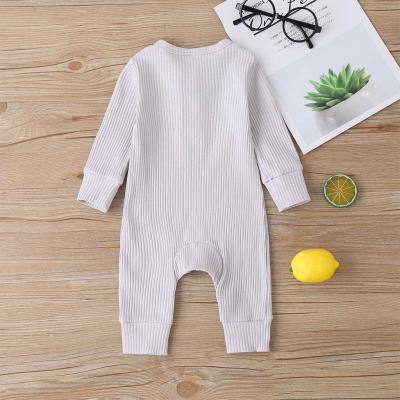 China 2021 New Arrival Spandex/Cotton Long Sleeve Baby Rompers Zipper Knitted Wholesale 100% Cotton Fall Rompers Clothing Baby Jumpsuit Set à venda